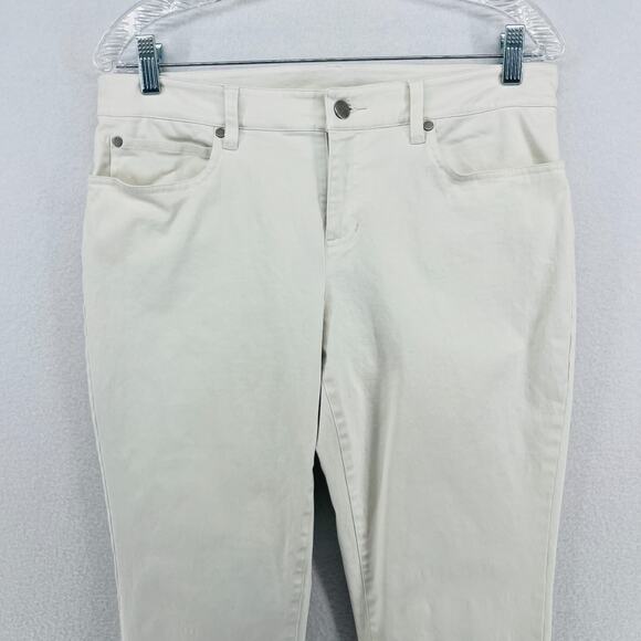 EILEEN FISHER Jeans 10 Organic Cotton Stretch Denim Slim Ankle Bone White - Picture 3 of 15
